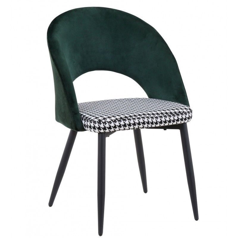 Silla de Comedor Cleo de Terciopelo y Metal Verde/Pata de Gallo, 52x47x79 cm