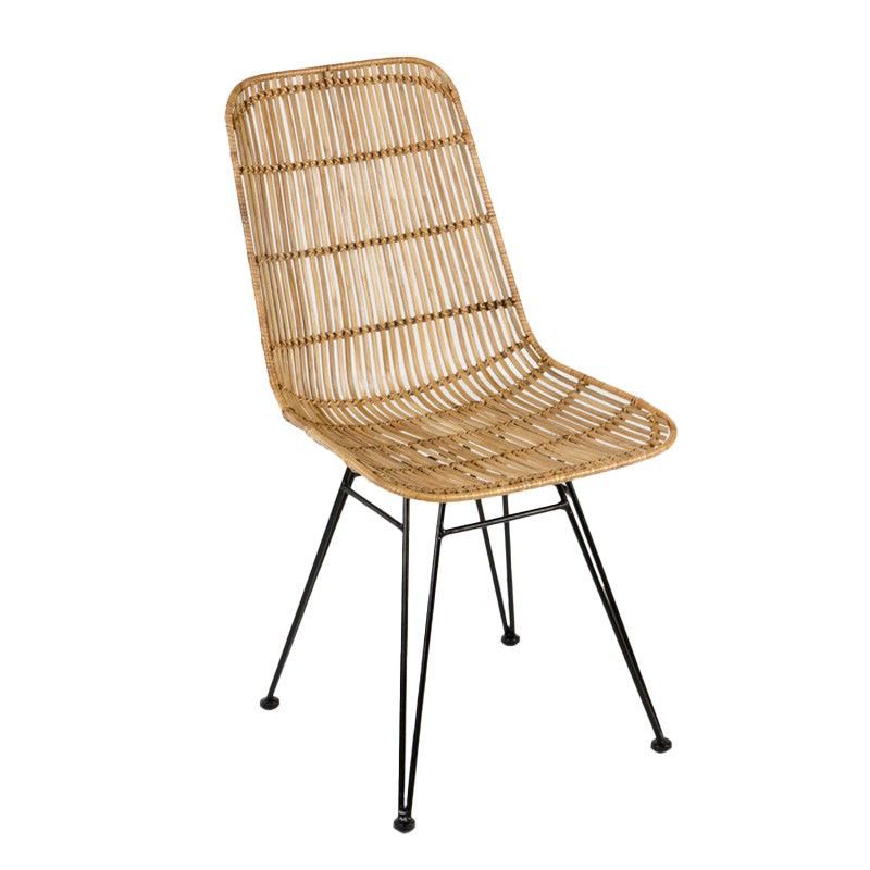 Silla de comedor de mimbre y metal, 57x45x88 cm