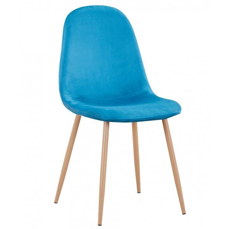 Silla de Comedor Epoque de Terciopelo y Metal Turquesa/Beige, 44'5x55'5x87'5 cm