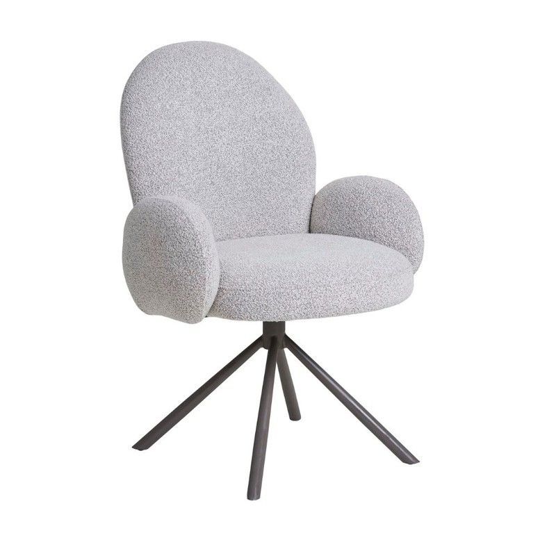 Silla de comedor giratoria de tejido bouclé en arena, 69 x 65 x 91,5 cm | Lana