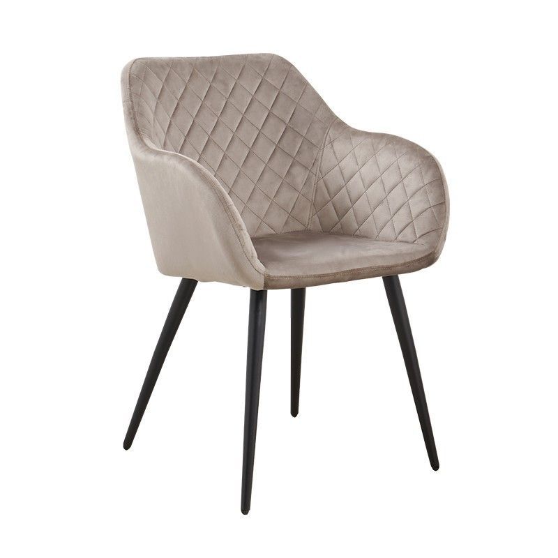 Silla de Comedor Rolando de Terciopelo y Metal Topo/Negra, 60'5x52x83'5 cm