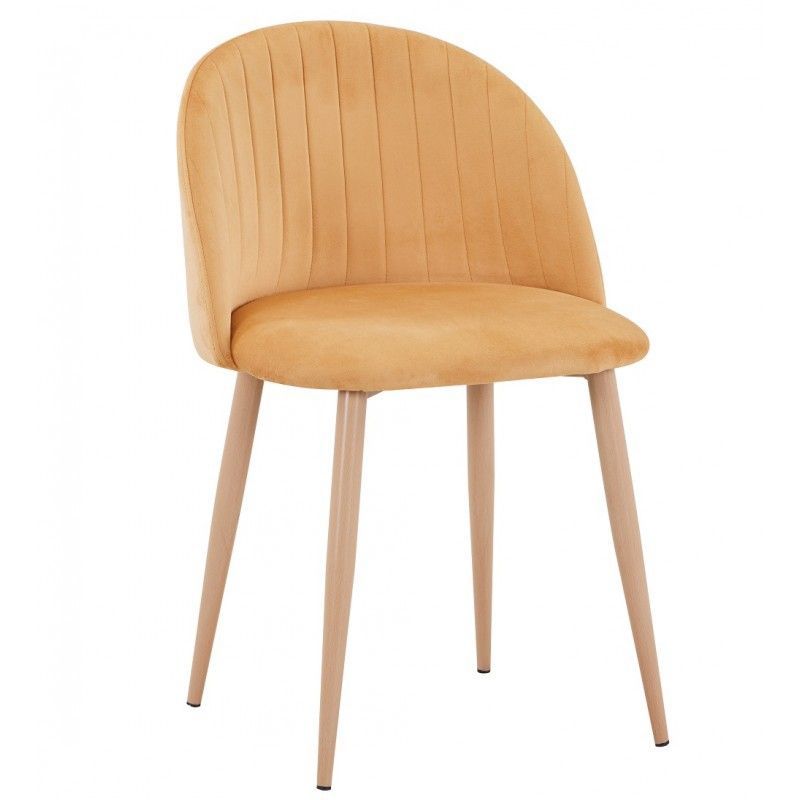 Silla de Comedor Velvet de Terciopelo y Metal Mostaza/Beige, 47'5x53x76'5 cm