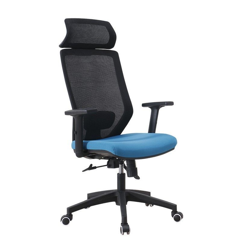 Silla de Escritorio con Ruedas Clayton de Tela y Plástico Azul/Negra, 69x61'5x119/127 cm