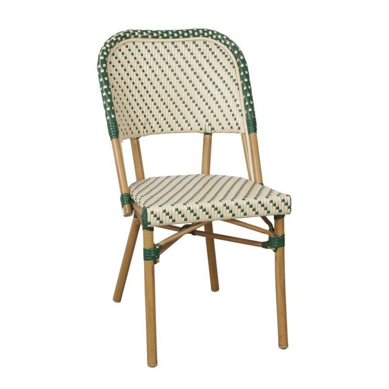 Silla de exterior de aluminio y ratán sintético 47 x 54 x 88 cm | Guru