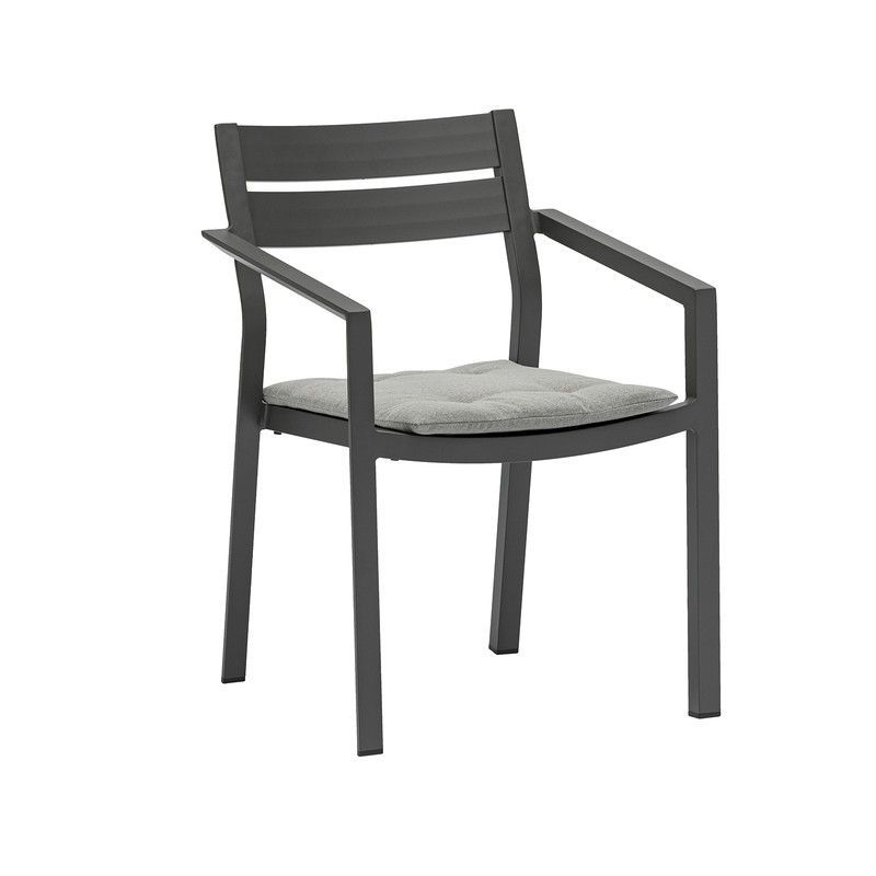 Silla de jardín de aluminio en antracita y gris medio, 56 x 58 x 79 cm | Boori