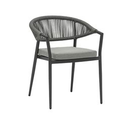 Silla de jardín de aluminio y cuerda de olefina en antracita y gris medio, 57 x 60,5 x 76,5 cm | Ross