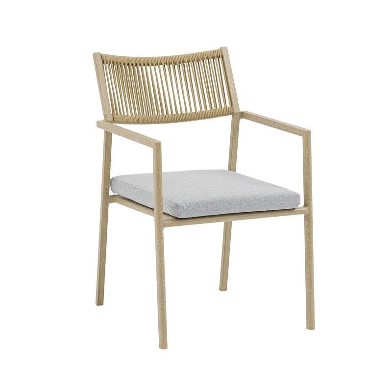 Silla de jardín de aluminio y cuerda de olefina en natural, 54 x 62,5 x 83 cm | Harmony