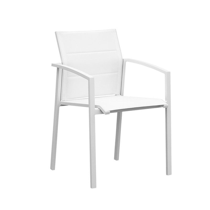 Silla de jardín de aluminio y textilene en blanco, 57 x 58 x 86 cm | Orick