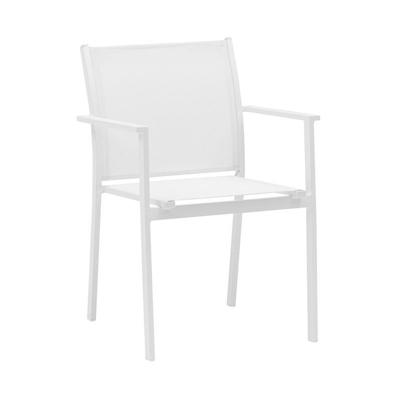 Silla de jardín de aluminio y textilene en blanco , 57 x 60 x 84 cm | Adin