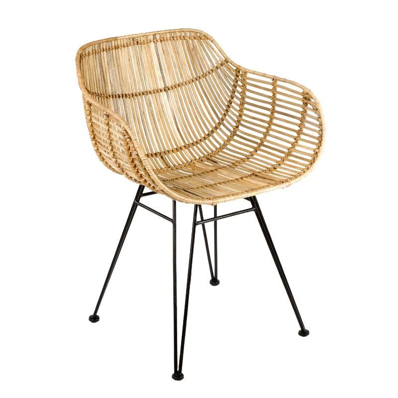 Silla de metal y mimbre natural 55x53x73 cm