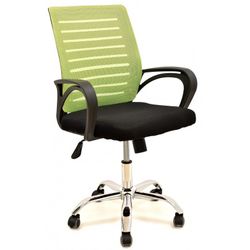 Silla de oficina basculante con malla verde pistacho y tejido negro, 53 x 54 x 81/89 cm