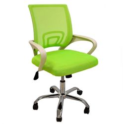 Silla de oficina basculante con malla y tejido verde, 56 x 59 x 89/97 cm