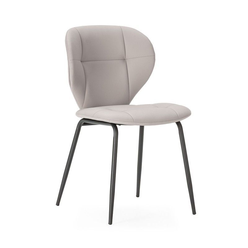 Silla de piel sintética en beige, 50 x 57,5 x 83 cm | Maura