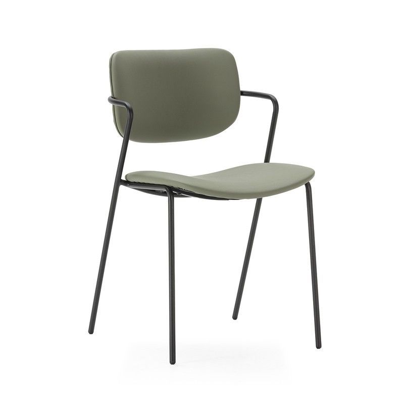 Silla de piel sintética en verde, 49 x 55 x 79 cm | Mayka