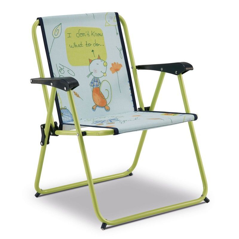 Silla de playa infantil con seguridad plegable de acero y tela, 42 x 40 x 52 cm