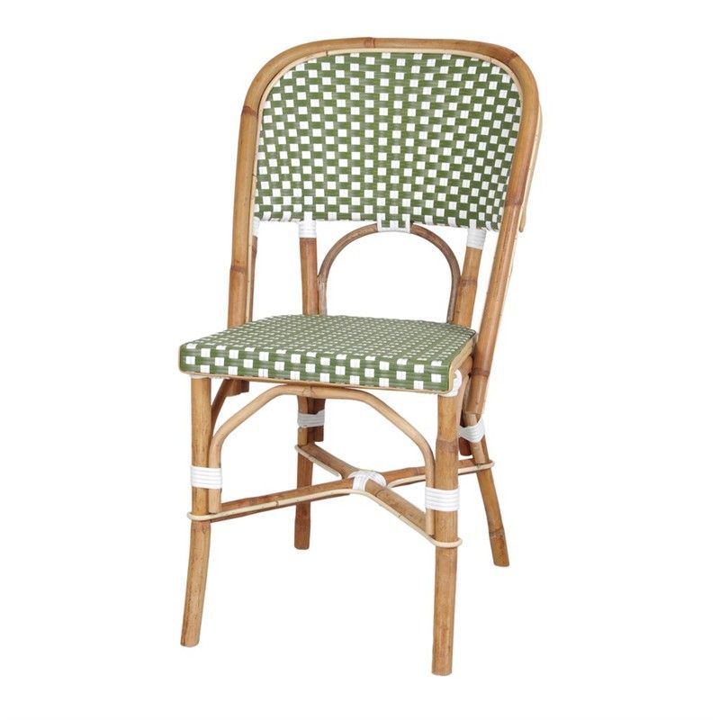 Silla de ratán en verde y blanco, 57x58x79 cm | Matignon