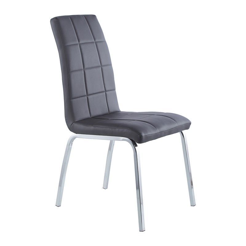Silla de símilpiel y metal en gris y plateado, 45 x 61 x 93,5 cm | Betty