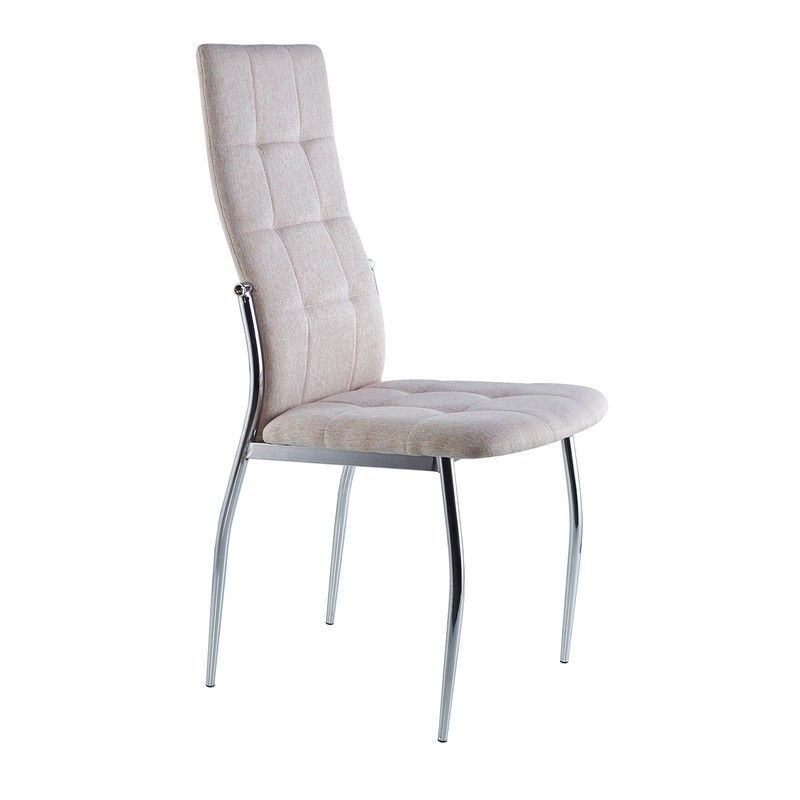 Silla de tejido beige/plateado, 44 x 57 x 100 cm | Diana