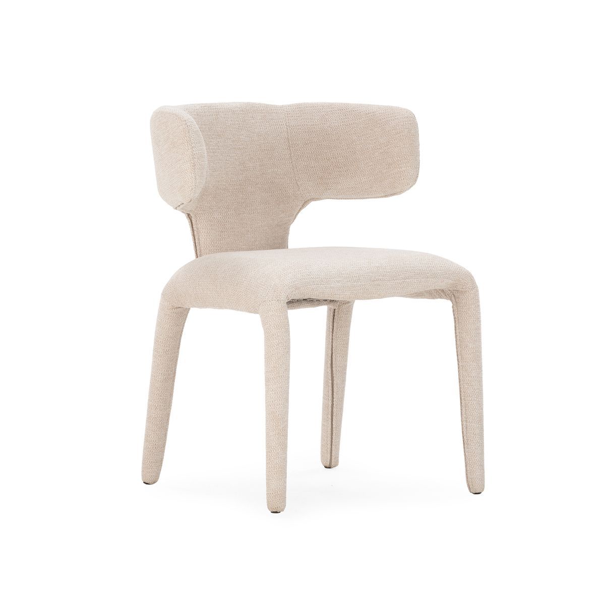 Silla de tejido en beige, 58 x 55,5 x 76 cm | Maca