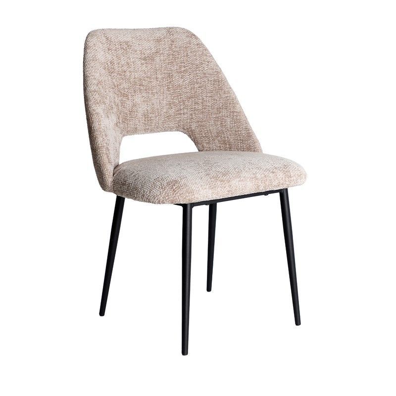 Silla de tejido en beige y negro, 56 x 55 x 84 cm | Leynhac