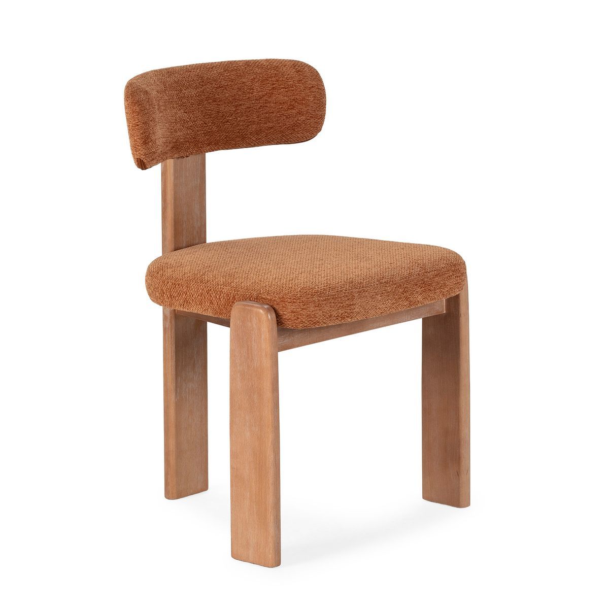 Silla de tejido y madera en teja y color roble, 55,5 x 54,5 x 78 cm | Nadia