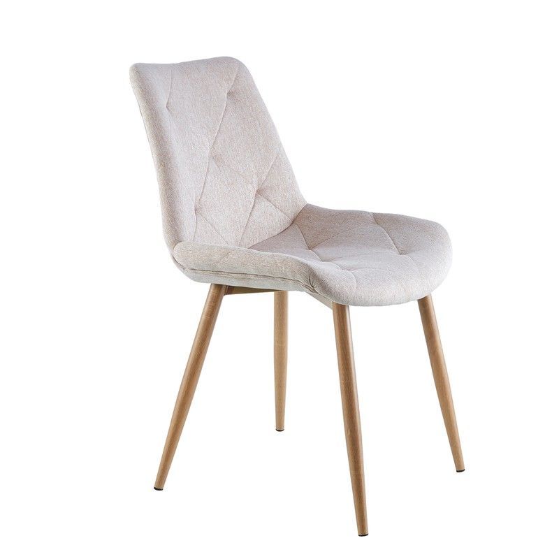 Silla de tejido y metal beige/natural, 53 x 61 x 85 cm | Marlene
