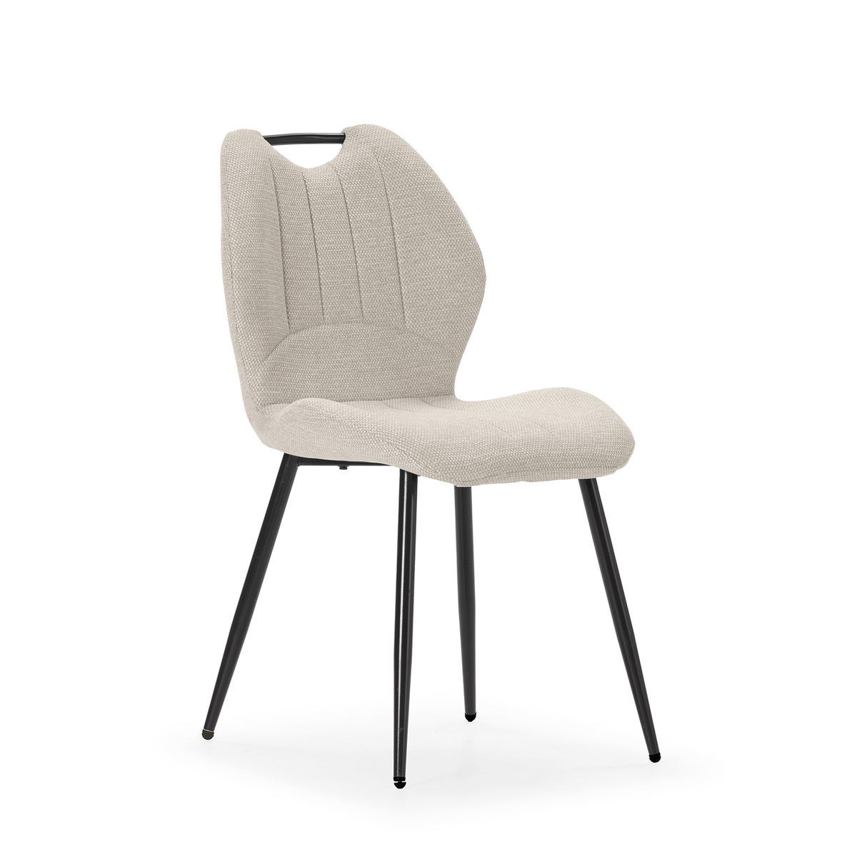 Silla de tejido y metal en beige y negro, 48 x 58 x 86 cm | Muli