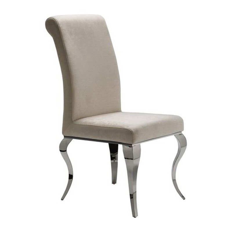 Silla de Tela y Acero Inoxidable Barroque Beige, 48x67x103cm