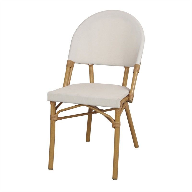Silla de textilene en blanco y natural, 47 x 58 x 88 cm | Konrad