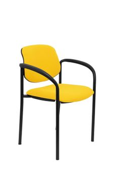 Silla fija Villalgordo bali amarillo chasis negro con brazos