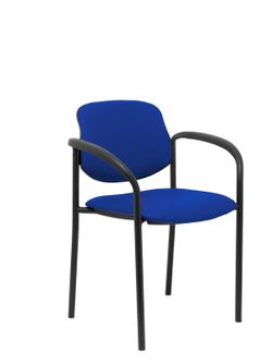 Silla fija Villalgordo similpiel azul chasis negro con brazos