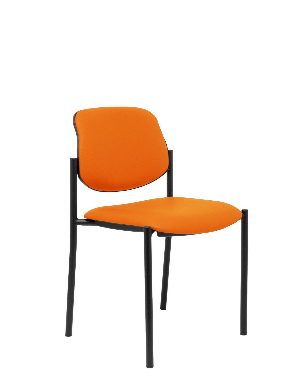 Silla fija Villalgordo similpiel naranja chasis negro