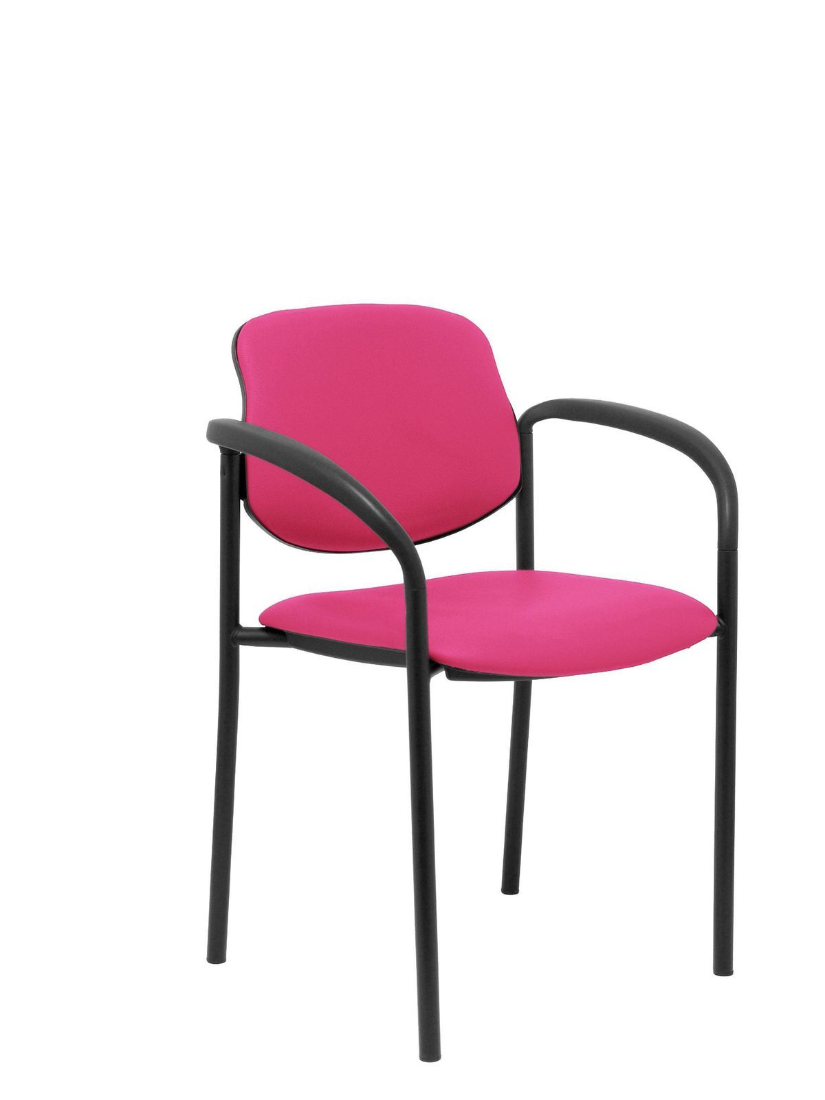 Silla fija Villalgordo similpiel rosa chasis negro con brazos