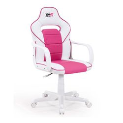 Silla gamer de símilpiel en blanco y rosa, 60 x 60 x 98/108 cm | Xtr junior