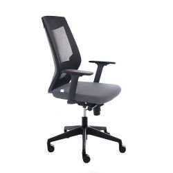 Silla Oficina Con Regulacion Lumbar Respaldo Malla Negra / Asiento Tapizado Gris