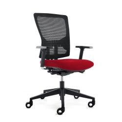 Silla Oficina Rd937-2 Asiento Tapizado Rojo / Respaldo Malla Negra, Con Brazos Regulab