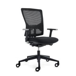 Silla Oficina Rd937-4 Asiento Tapizado Negro / Respaldo Malla Negra, Con Brazos Regula