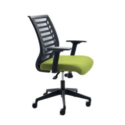 Silla Oficina Respaldo Malla Negra / Asiento Tapizado Verde