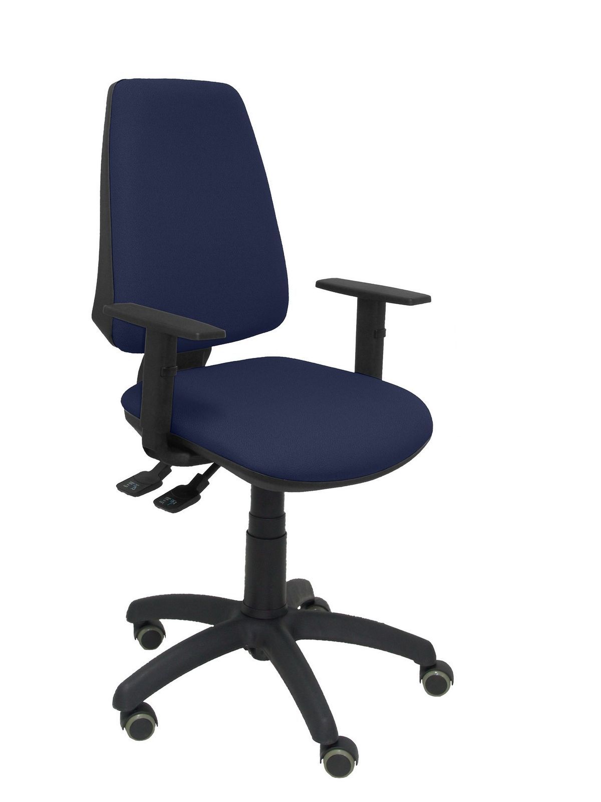 Silla Operativa de oficina Elche S bali azul marino brazos regulables ruedas de parquet