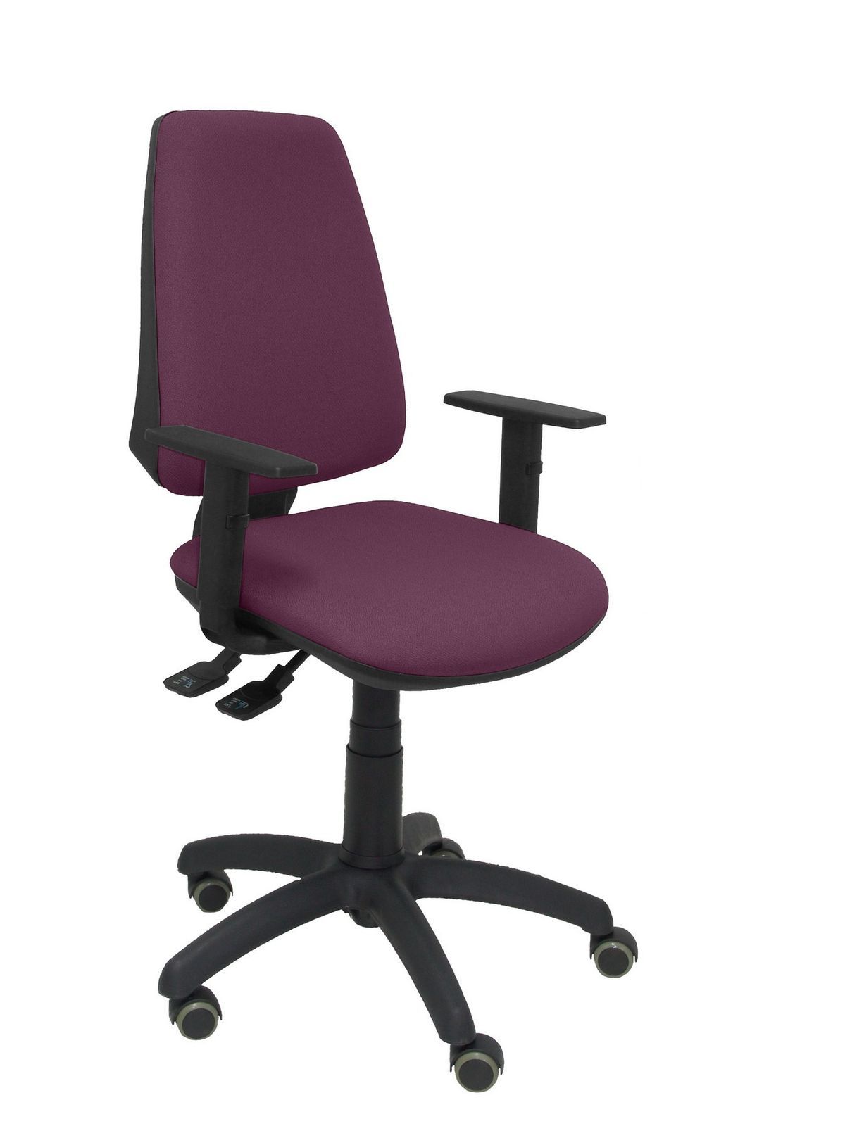 Silla Operativa de oficina Elche S bali morado brazos regulables ruedas de parquet