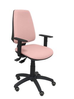 Silla Operativa de oficina Elche S bali rosa pálido brazos regulables ruedas de parquet