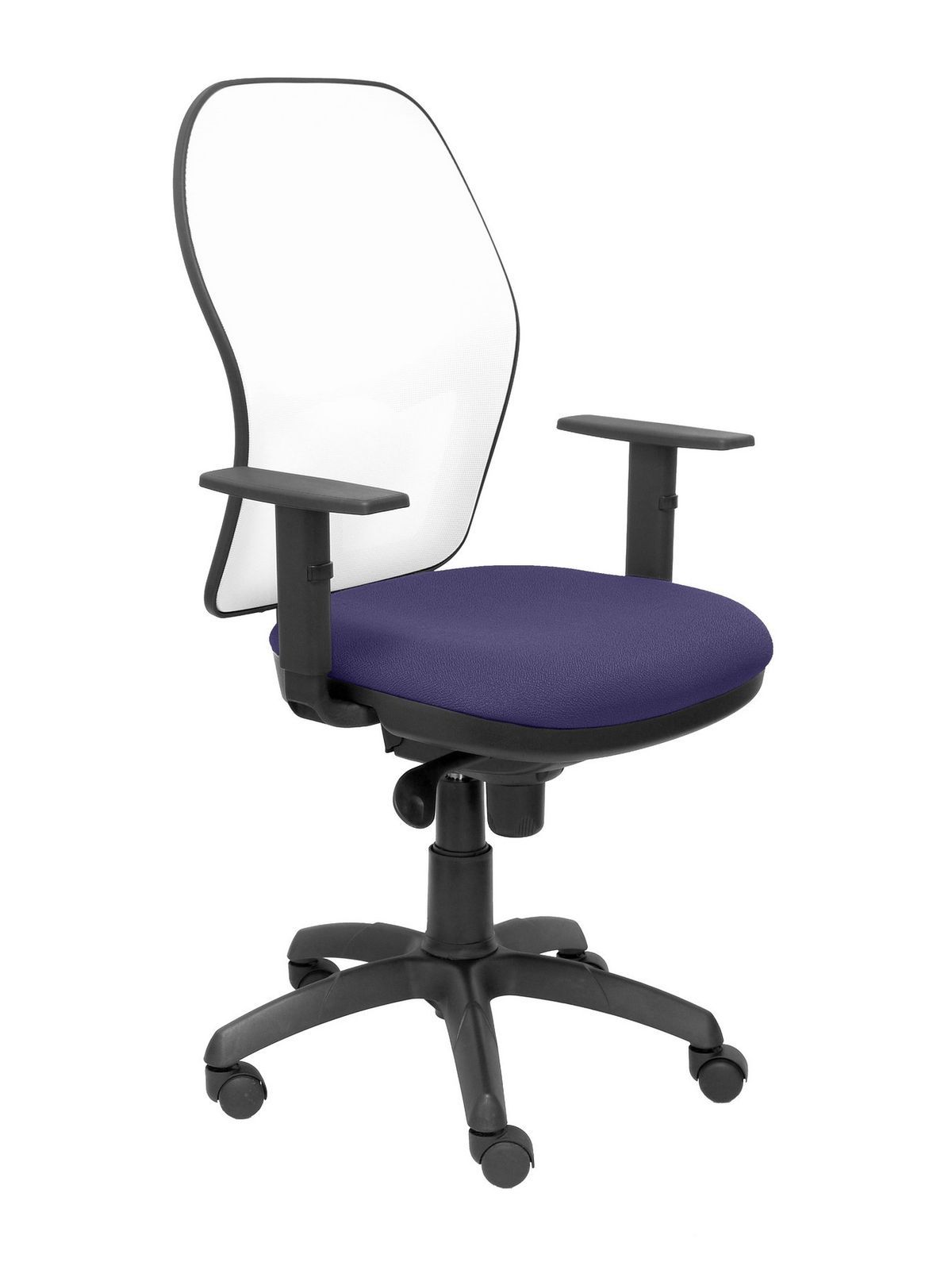 Silla Operativa de oficina Jorquera malla blanca asiento bali azul claro