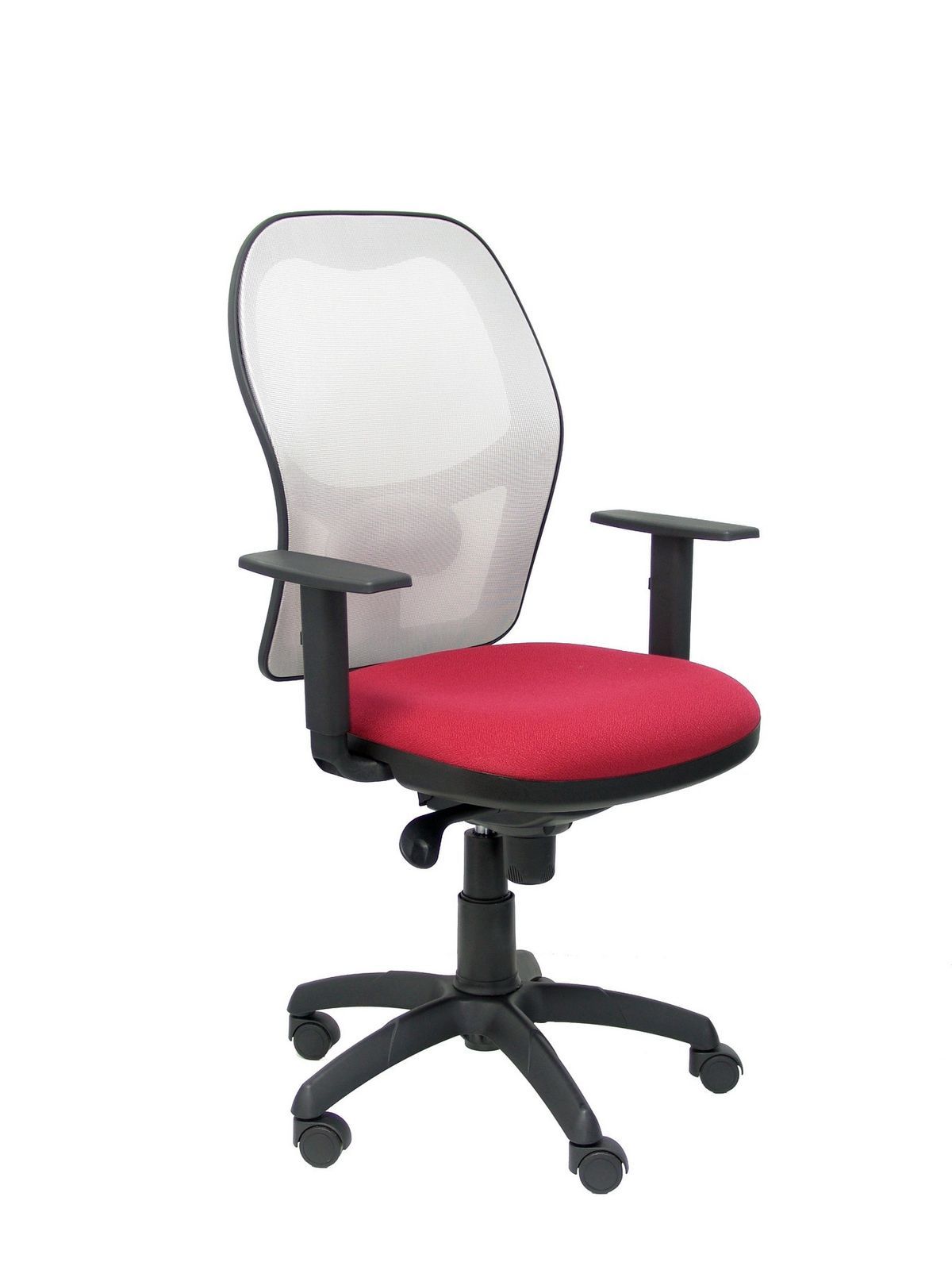 Silla Operativa de oficina Jorquera malla blanca asiento bali granate