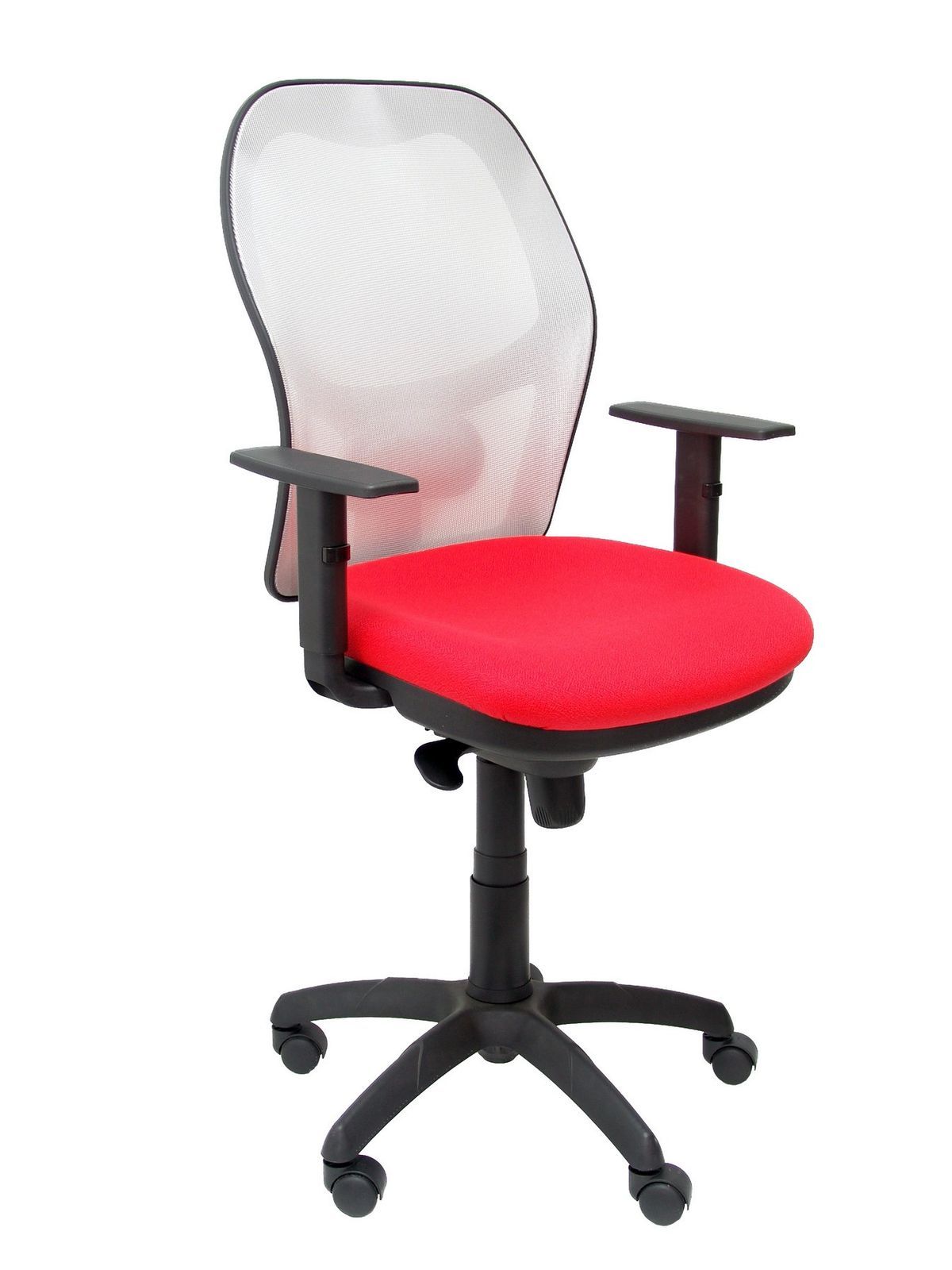 Silla Operativa de oficina Jorquera malla blanca asiento bali rojo