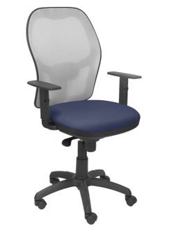 Silla Operativa de oficina Jorquera malla gris asiento bali azul marino