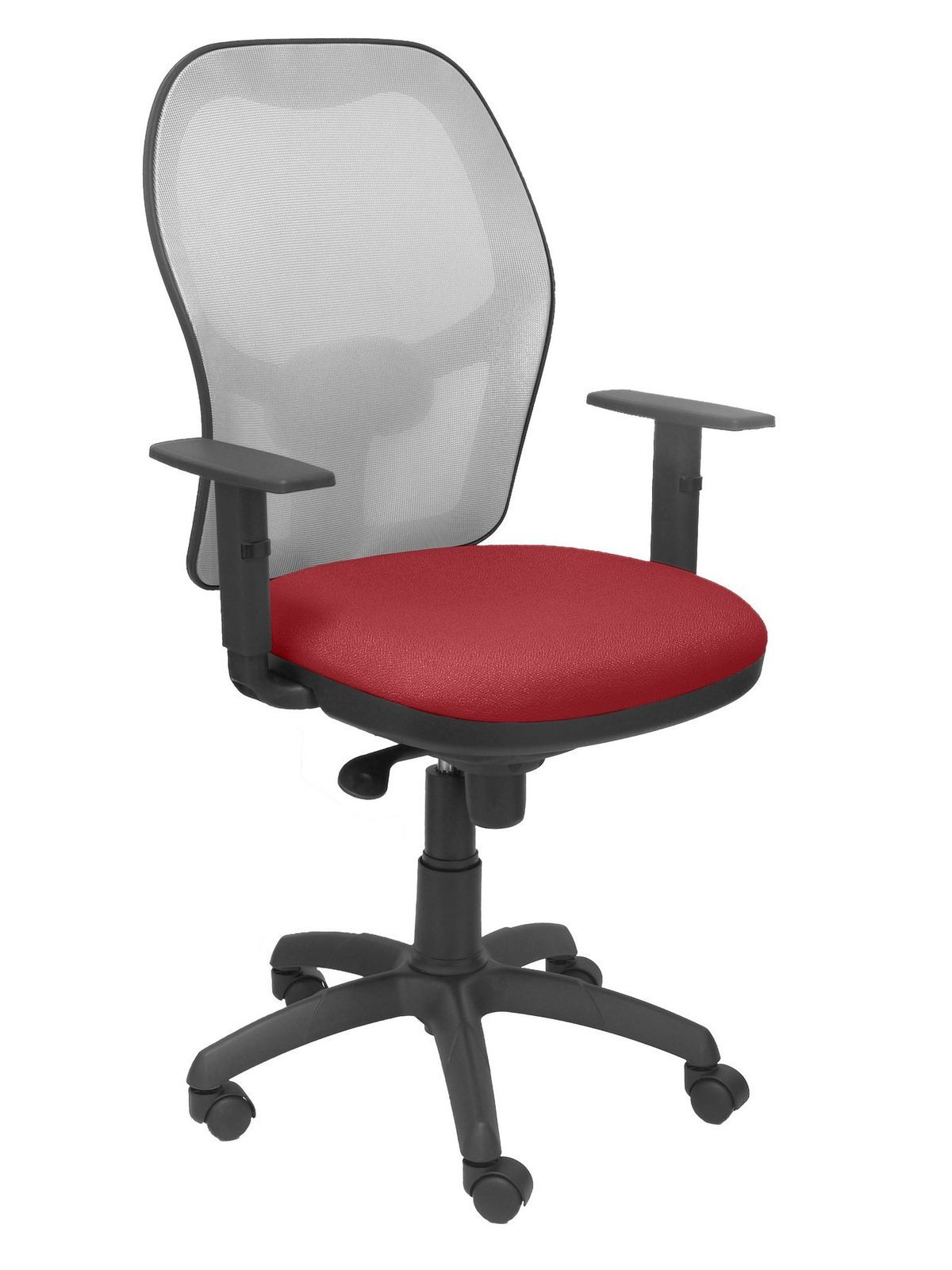 Silla Operativa de oficina Jorquera malla gris asiento bali granate