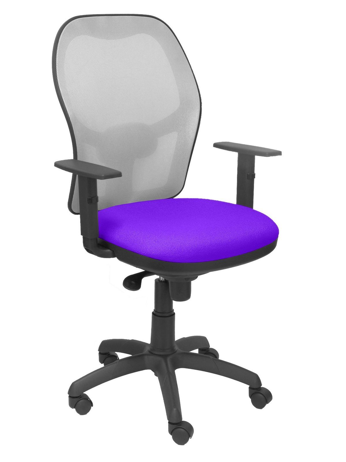 Silla Operativa de oficina Jorquera malla gris asiento bali lila