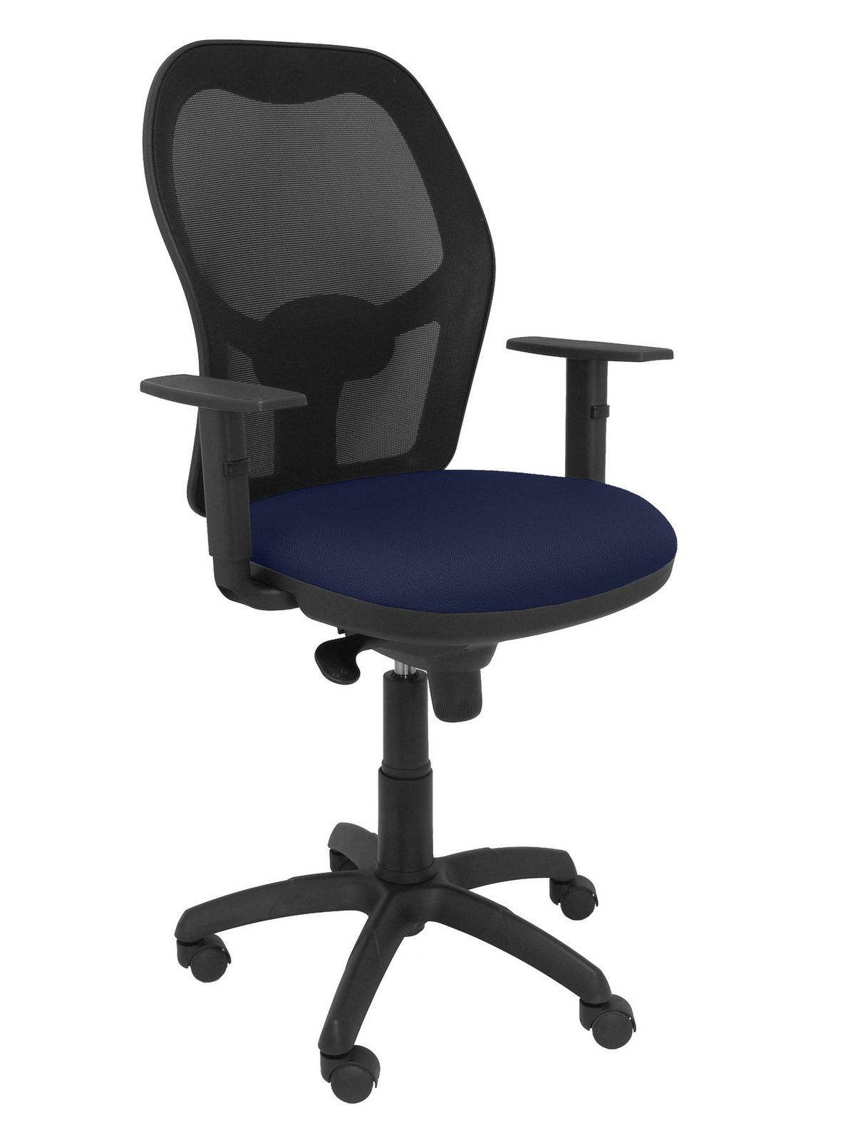 Silla Operativa de oficina Jorquera malla negra asiento bali azul marino