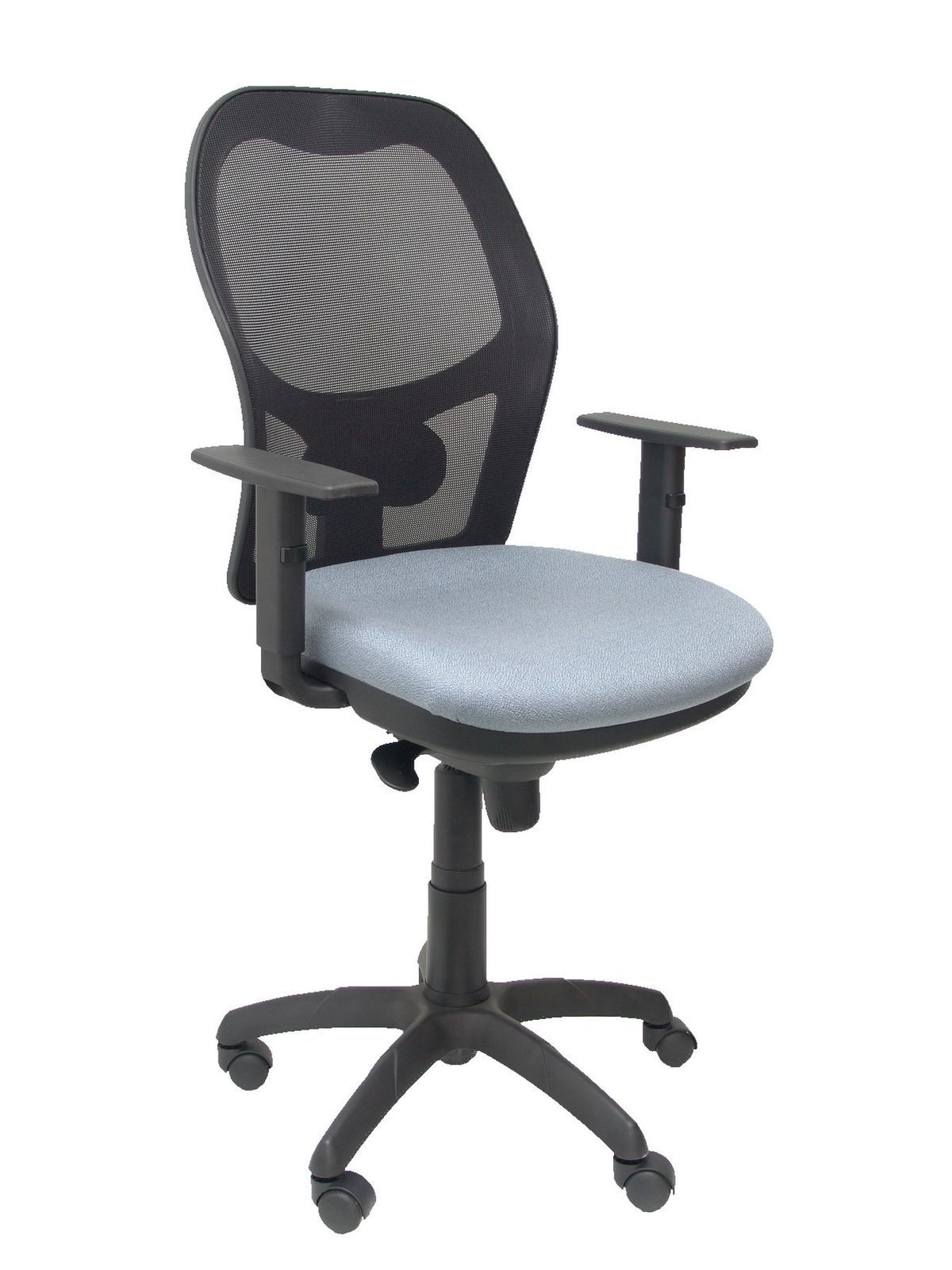 Silla Operativa de oficina Jorquera malla negra asiento bali gris claro