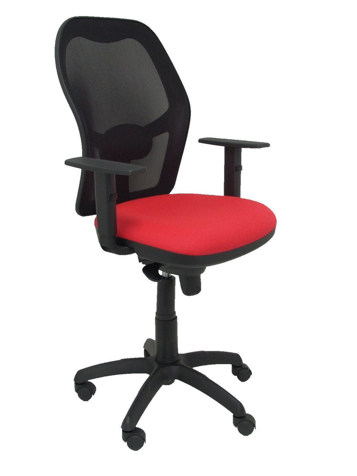 Silla Operativa de oficina Jorquera malla negra asiento bali rojo